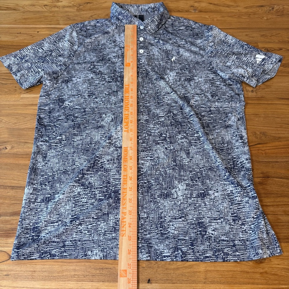 Adidas Golf Polo Men’s Large Navy Pattern Golf Polo Golfer Logo on Chest - Picture 10 of 10